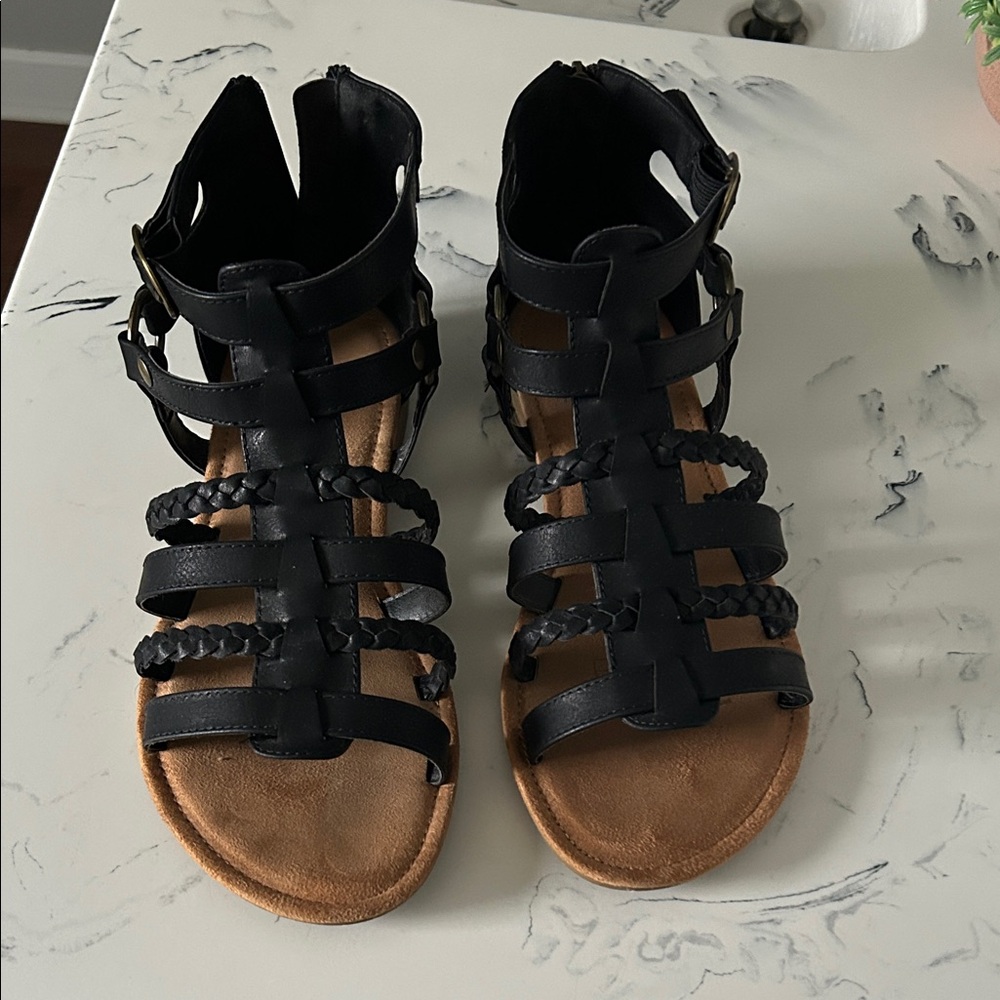 Cloudwalkers Black Braided Gladiator Sandals - image 2